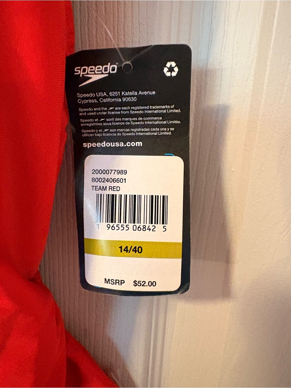 NWT Speedo Team Red Competitive One Piece Size 14 - Picture 3 of 4